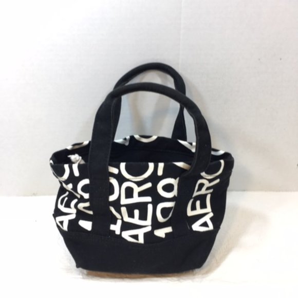Aeropostale Printed Black & White Mini Cotton Tote Bag 8"x4"x5" - Picture 6 of 16
